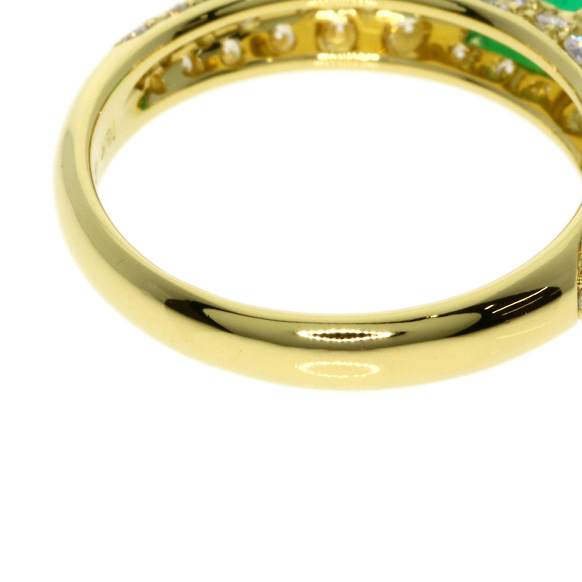 Gimel   Ring Emerald Diamond K18 Yellow Gold Ladies