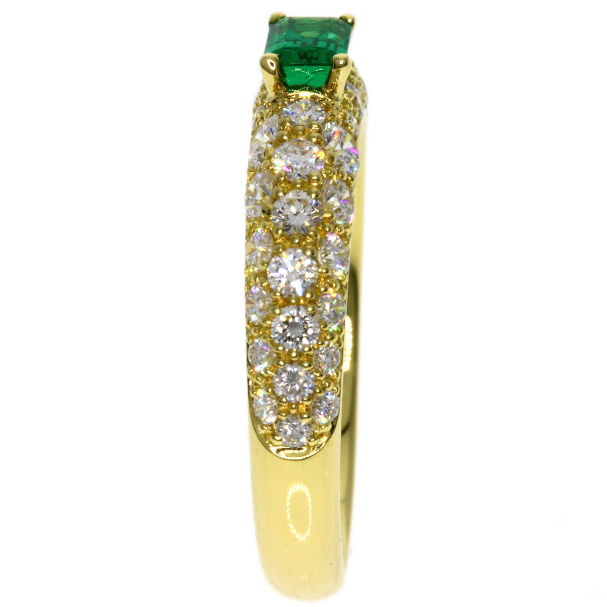 Gimel   Ring Emerald Diamond K18 Yellow Gold Ladies