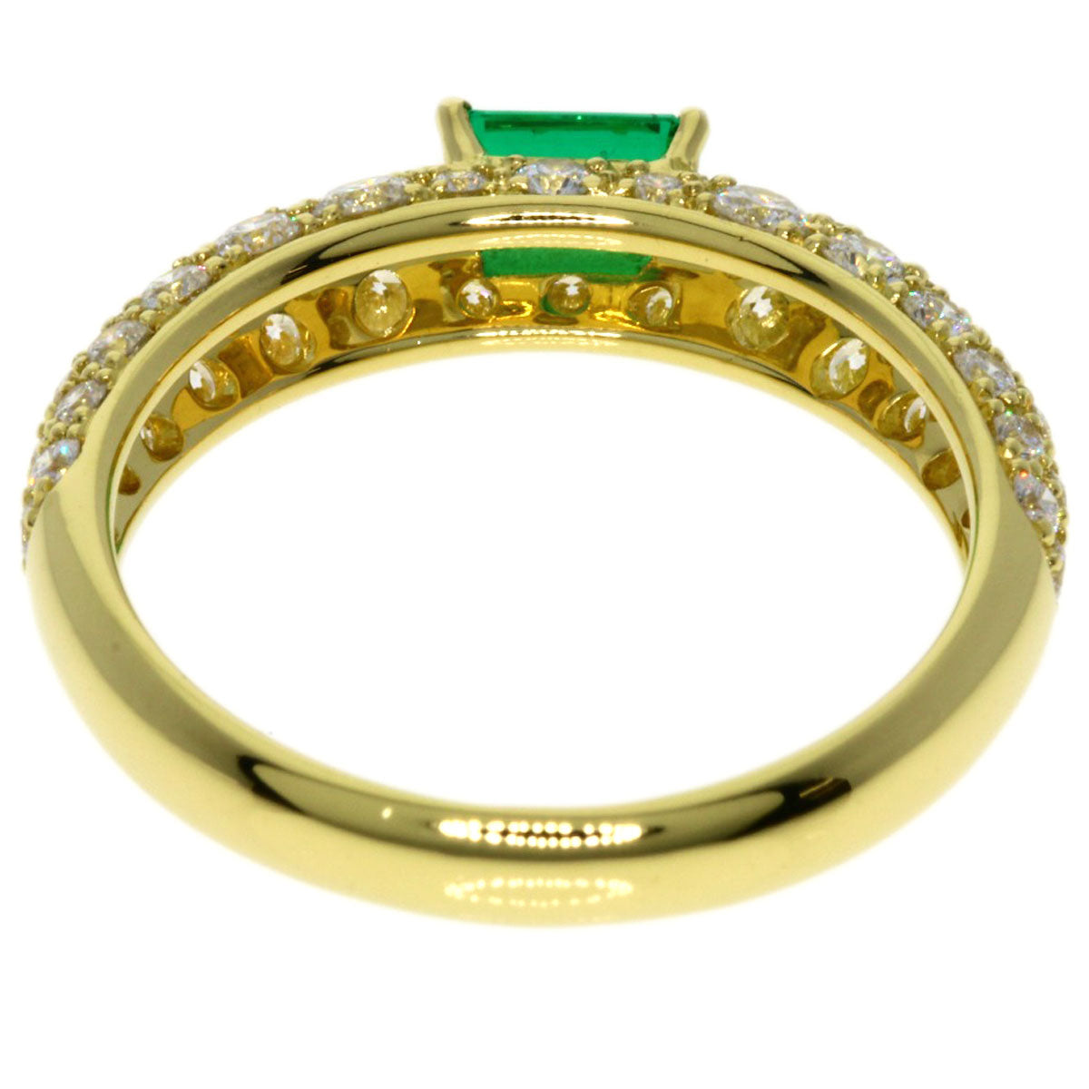 Gimel   Ring Emerald Diamond K18 Yellow Gold Ladies