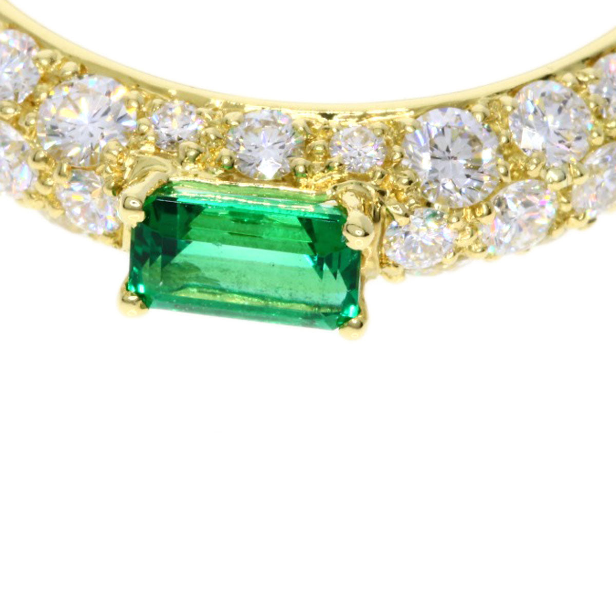 Gimel   Ring Emerald Diamond K18 Yellow Gold Ladies