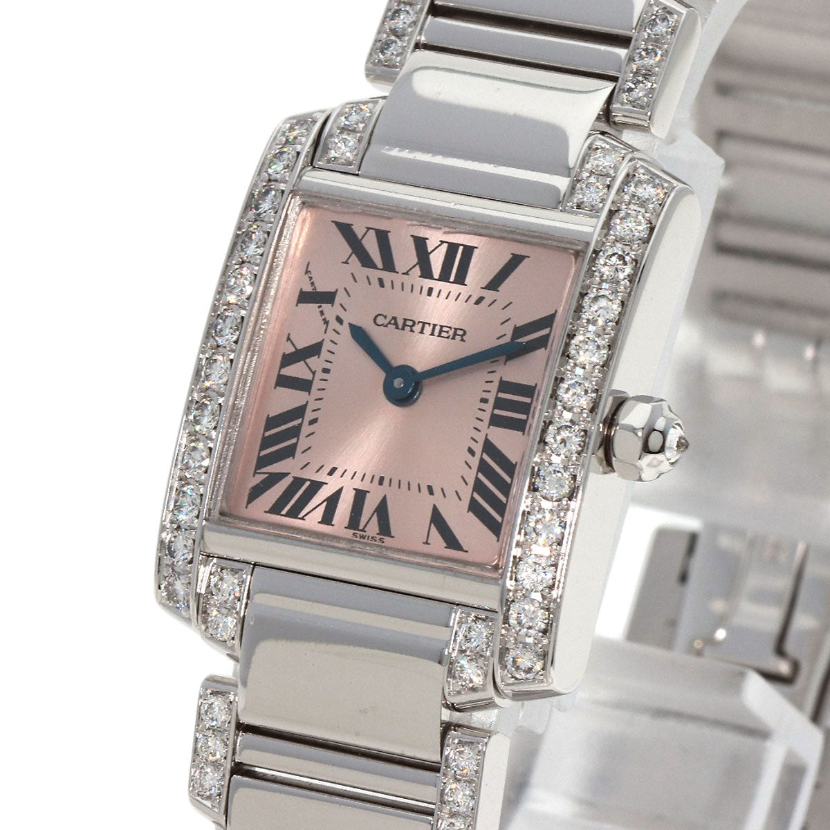 CARTIER Tank Francaise SM Diamond Watches WE1002SF K18 White Gold/K18WGxDiamond Ladies