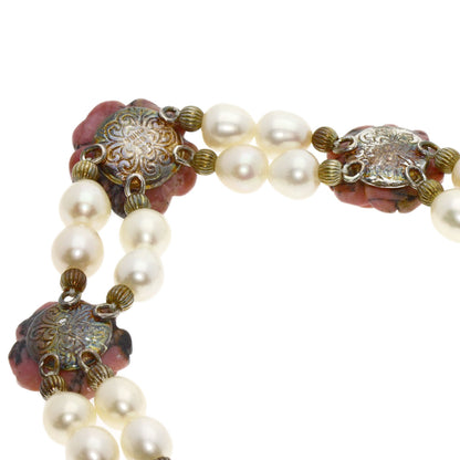Rhodonite Flower Motif Rose Quartz Freshwater Pearl 3 Piece Set Necklace Silver g　Ladies