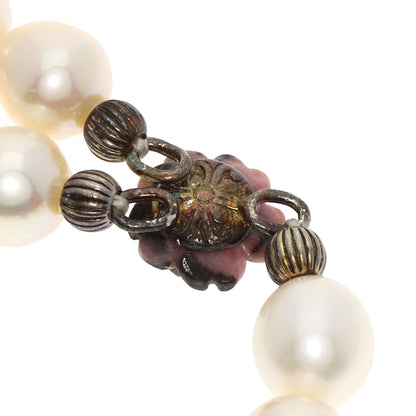 Rhodonite Flower Motif Rose Quartz Freshwater Pearl 3 Piece Set Necklace Silver g　Ladies