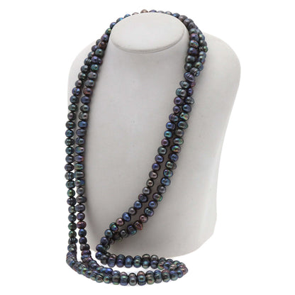 Freshwater Pearl Dyed Long Necklace Silver  192.7g　Ladies