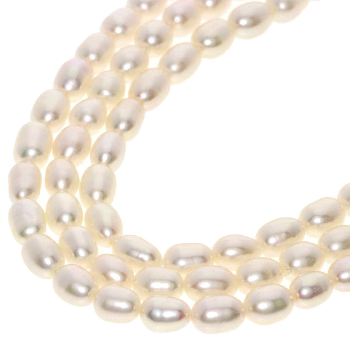 Freshwater Pearl 3 rows Necklace Silver 30.2g　Ladies