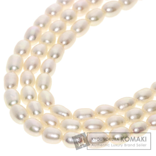 Freshwater Pearl 3 rows Necklace Silver  30.2g　Ladies