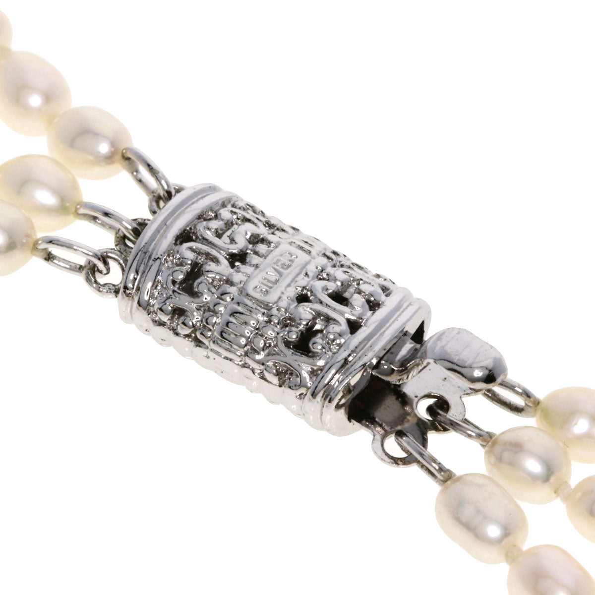 Freshwater Pearl 3 rows Necklace Silver 30.2g　Ladies
