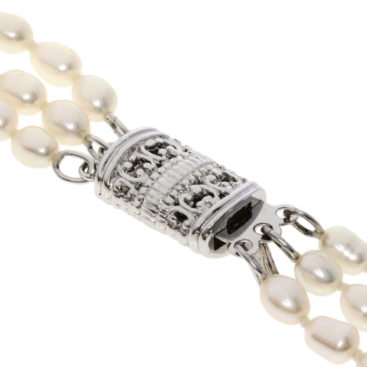 Freshwater Pearl 3 rows Necklace Silver 30.2g　Ladies
