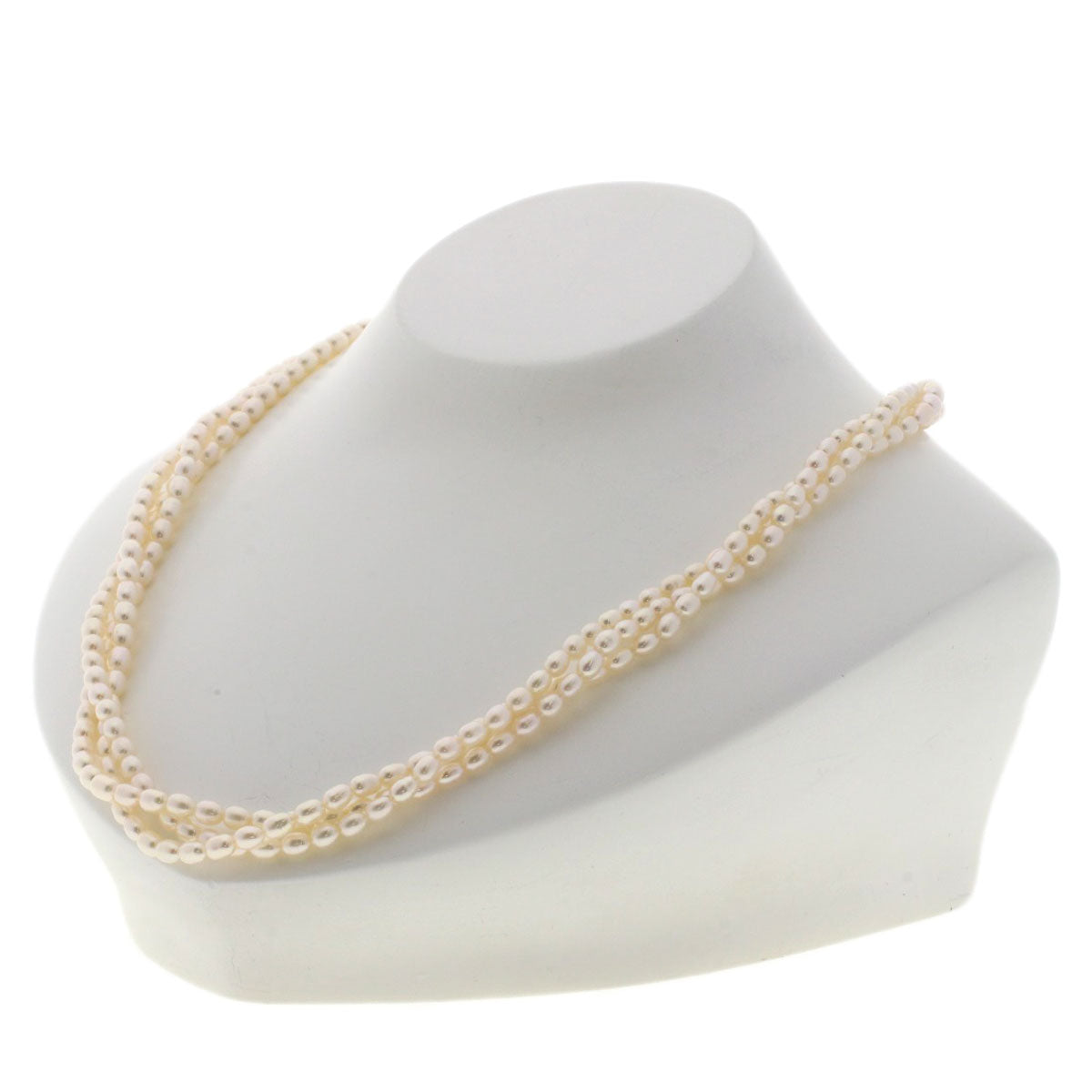 Freshwater Pearl 3 rows Necklace Silver 30.2g　Ladies