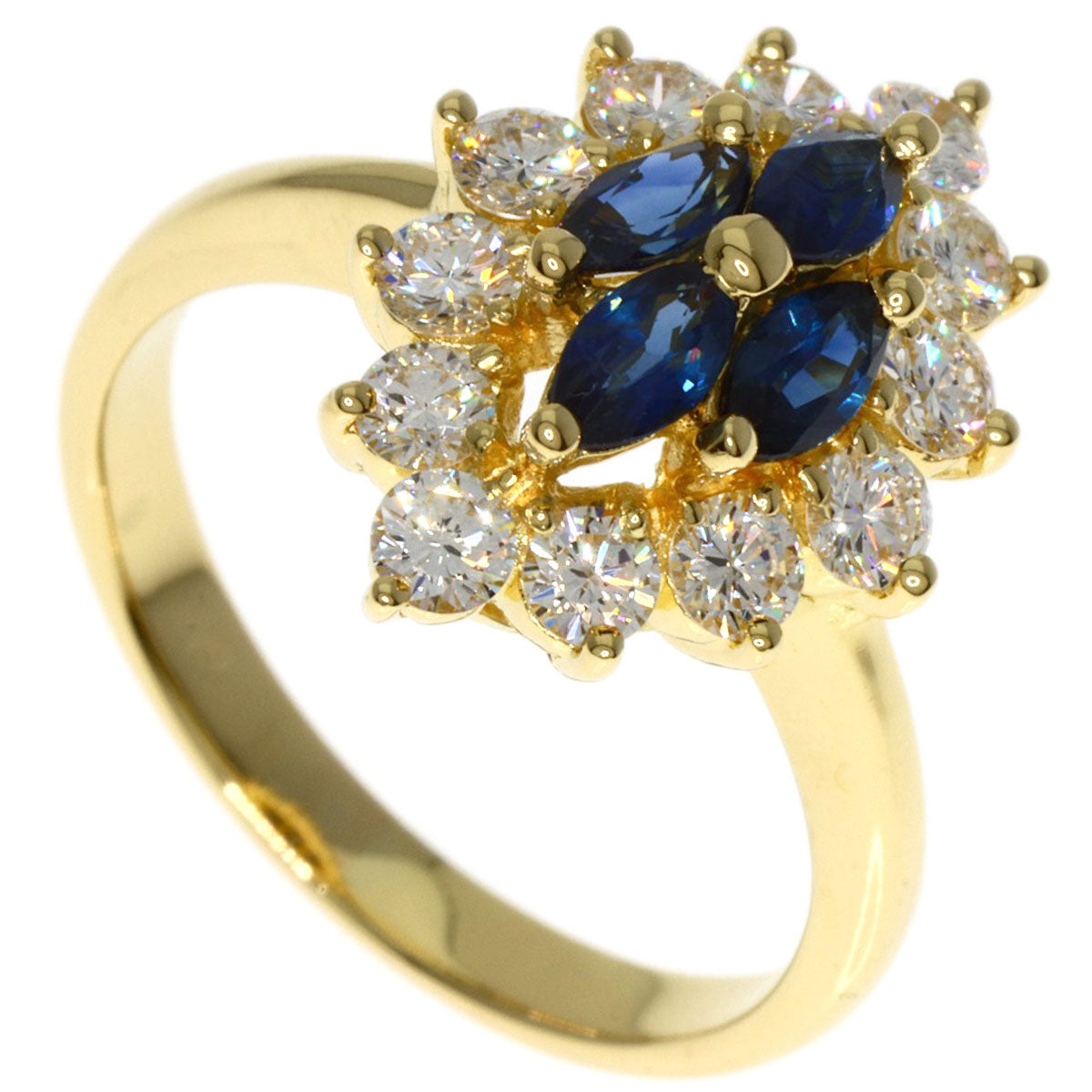 Queen   Ring Sapphire Diamond K18 Yellow Gold Ladies