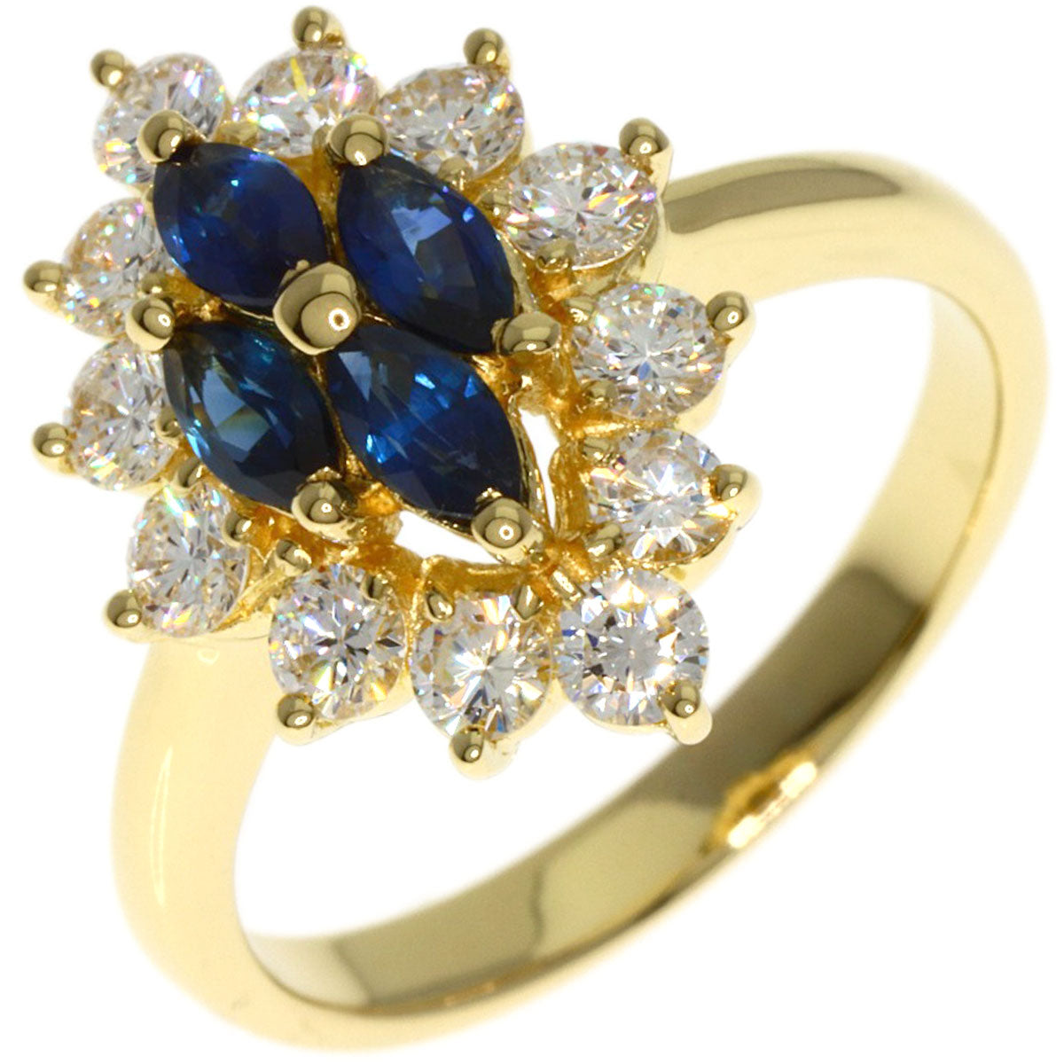 Queen   Ring Sapphire Diamond K18 Yellow Gold Ladies