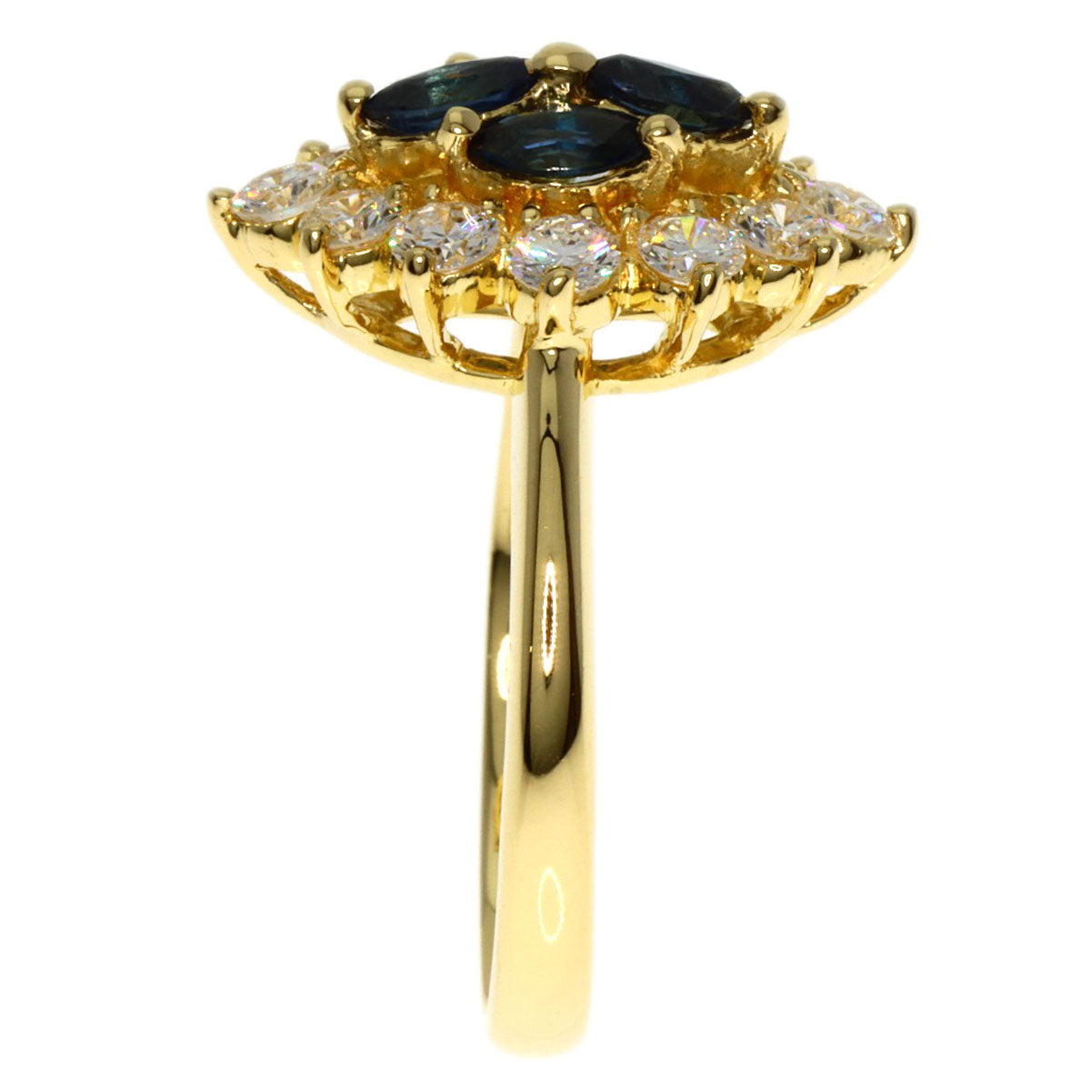 Queen   Ring Sapphire Diamond K18 Yellow Gold Ladies