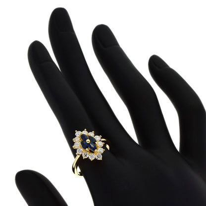 Queen   Ring Sapphire Diamond K18 Yellow Gold Ladies