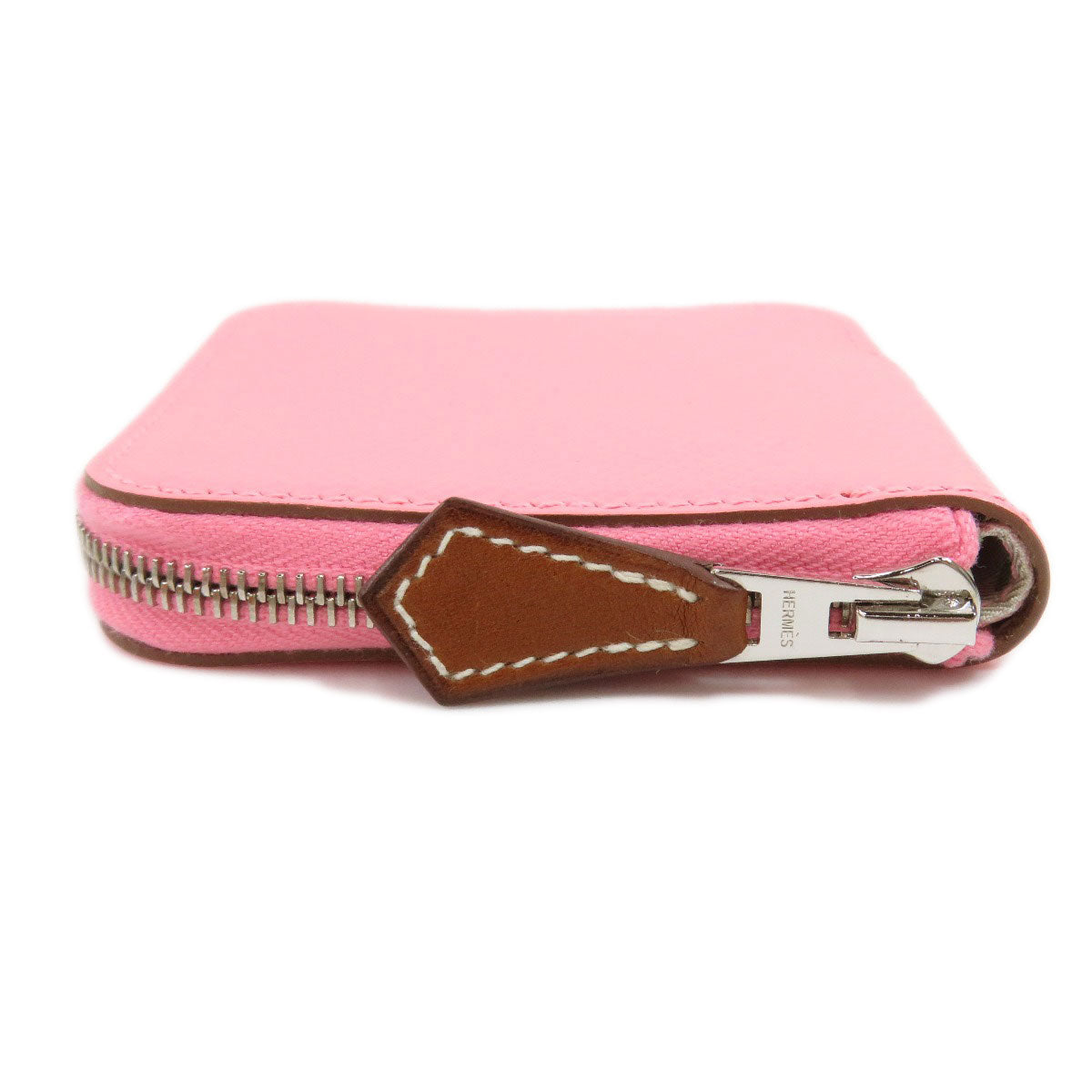 HERMES   coin purse Azap Compact Mini Rose Azare SilverHardware Epsom Ladies