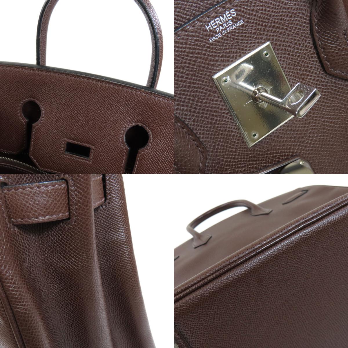 HERMES Hauta Croix 28 Dark Brown SilverHardware Handbag Epsom Ladies [Used]