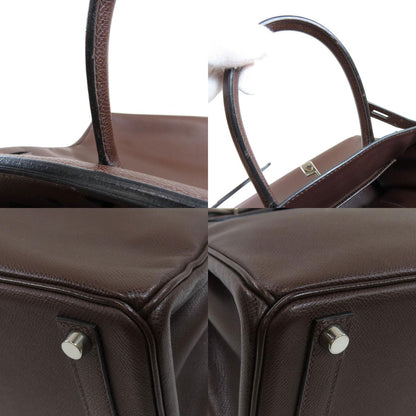 HERMES Hauta Croix 28 Dark Brown SilverHardware Handbag Epsom Ladies [Used]