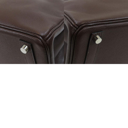 HERMES Hauta Croix 28 Dark Brown SilverHardware Handbag Epsom Ladies [Used]