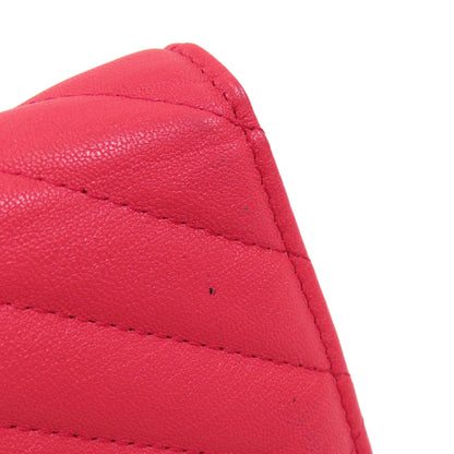 CHANEL V stitch Long wallet (with coin pocket) Calf Ladies [Used]