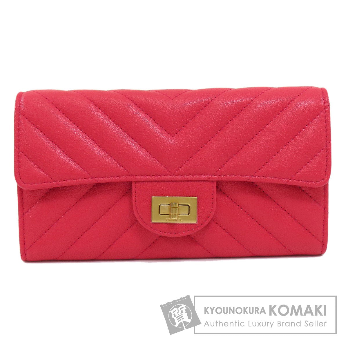 CHANEL V stitch Long wallet (with coin pocket) Calf Ladies [Used]