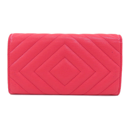CHANEL V stitch Long wallet (with coin pocket) Calf Ladies [Used]