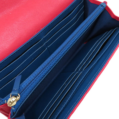 CHANEL V stitch Long wallet (with coin pocket) Calf Ladies [Used]