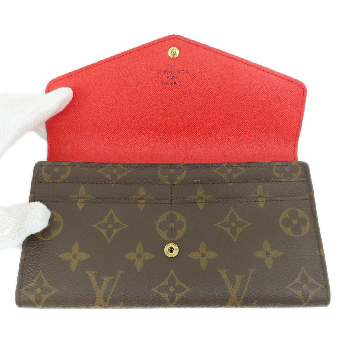 LOUIS VUITTON M62236 Portefeiulle Sarah Monogram Coquelicot Long wallet (with coin pocket) Monogram canvas Ladies [Used]