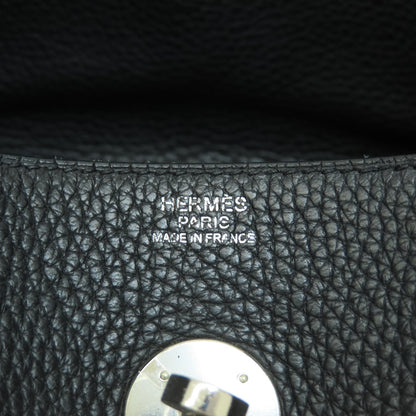 HERMES   Handbag Lindy 30 Black Black SilverHardware Taurillon Clemence Ladies