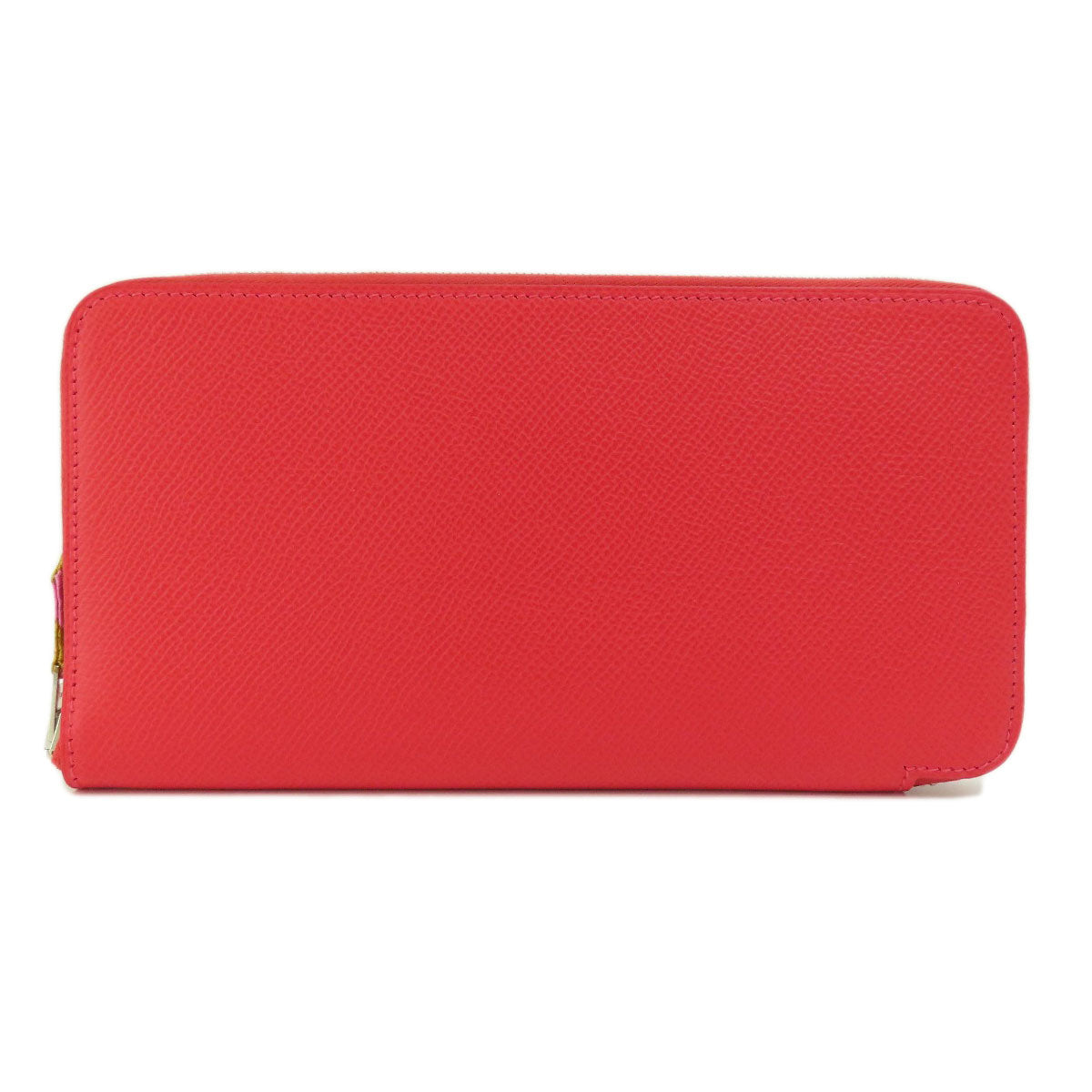 HERMES   Long wallet (with coin pocket) Azap Silk In Red SilverHardware Epsom Ladies