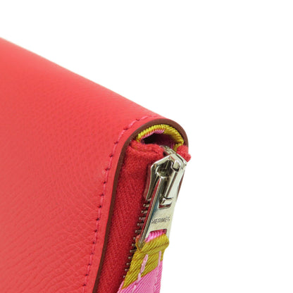 HERMES   Long wallet (with coin pocket) Azap Silk In Red SilverHardware Epsom Ladies