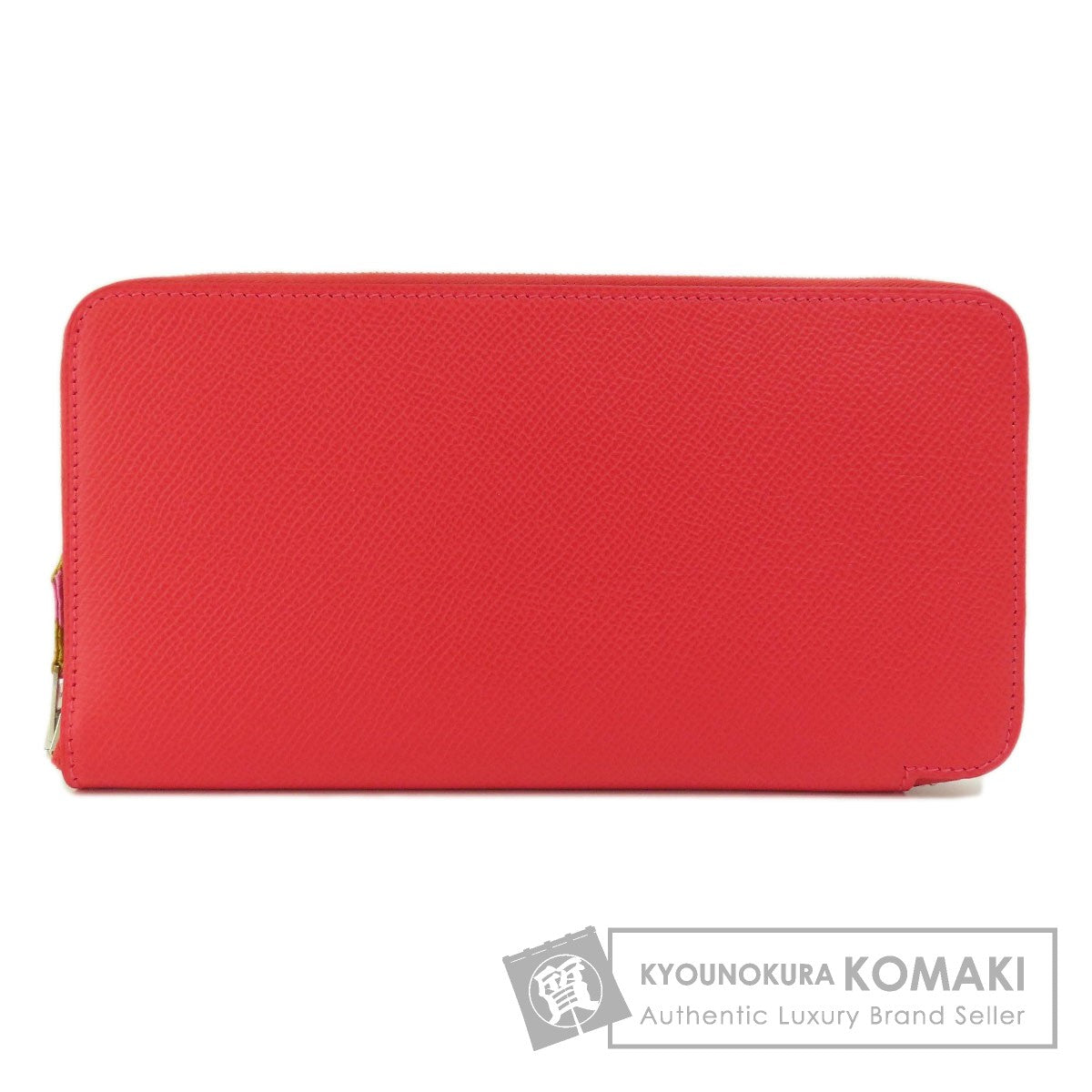 HERMES   Long wallet (with coin pocket) Azap Silk In Red SilverHardware Epsom Ladies