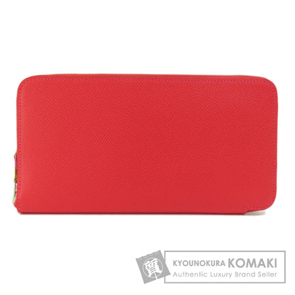 HERMES   Long wallet (with coin pocket) Azap Silk In Red SilverHardware Epsom Ladies