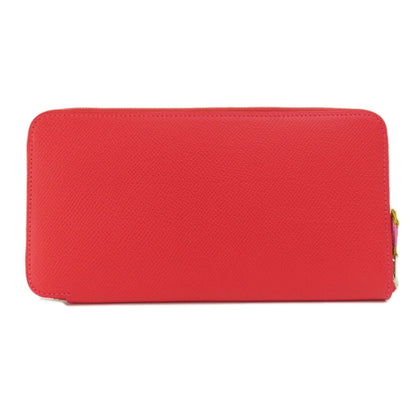 HERMES   Long wallet (with coin pocket) Azap Silk In Red SilverHardware Epsom Ladies