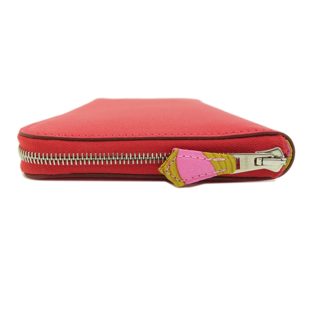 HERMES   Long wallet (with coin pocket) Azap Silk In Red SilverHardware Epsom Ladies