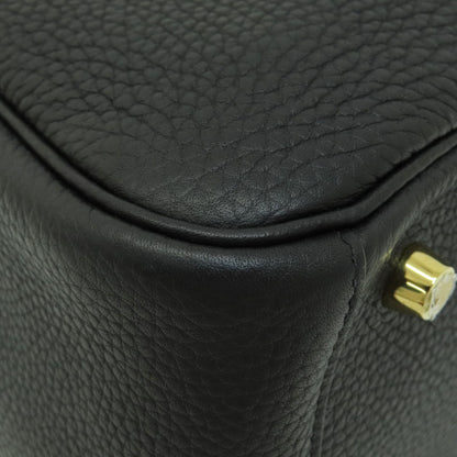 HERMES   Handbag Lindy 26 Black Black GoldHardware Taurillon Clemence Ladies