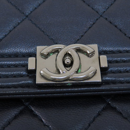 CHANEL Chain Wallet Boy Chanel SilverHardware Long wallet (with coin pocket) Lambskin Ladies [Used]