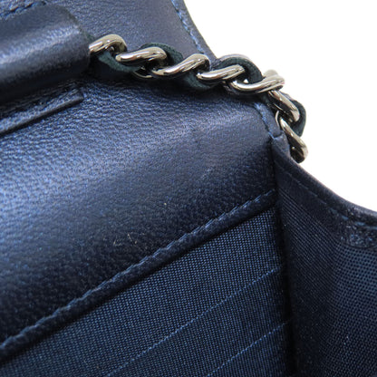 CHANEL Chain Wallet Boy Chanel SilverHardware Long wallet (with coin pocket) Lambskin Ladies [Used]