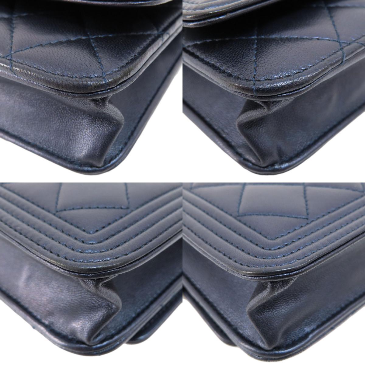 CHANEL Chain Wallet Boy Chanel SilverHardware Long wallet (with coin pocket) Lambskin Ladies [Used]