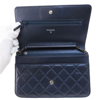 CHANEL Chain Wallet Boy Chanel SilverHardware Long wallet (with coin pocket) Lambskin Ladies [Used]