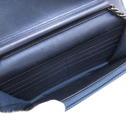 CHANEL Chain Wallet Boy Chanel SilverHardware Long wallet (with coin pocket) Lambskin Ladies [Used]