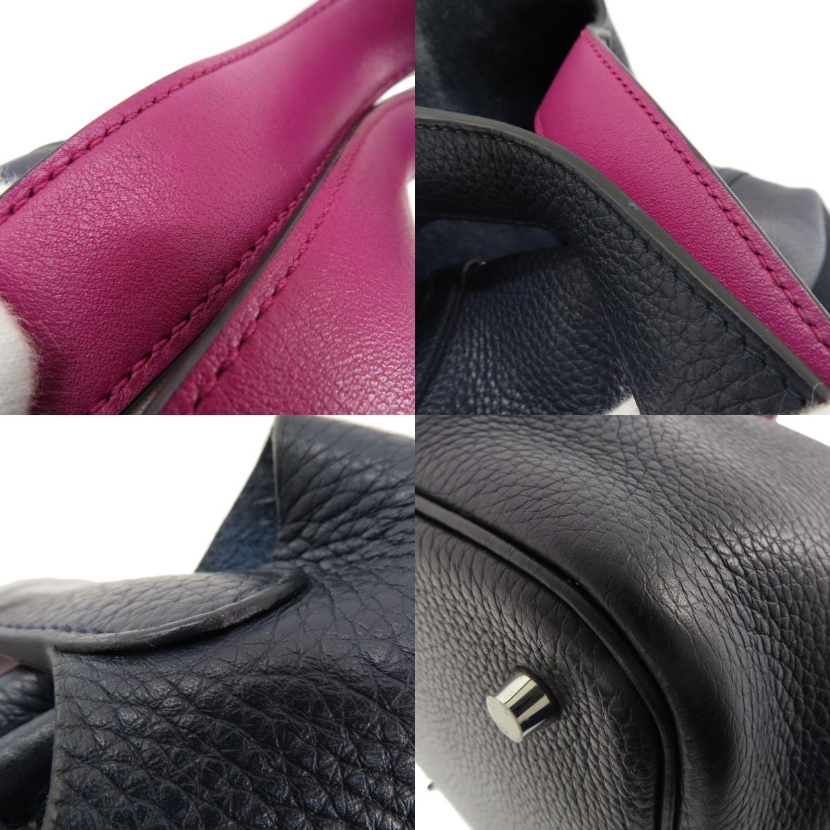 HERMES Picotin Lock Eclat MM Blue Nuit Rose Purple SilverHardware Handbag Taurillon Clemence Ladies [Used]