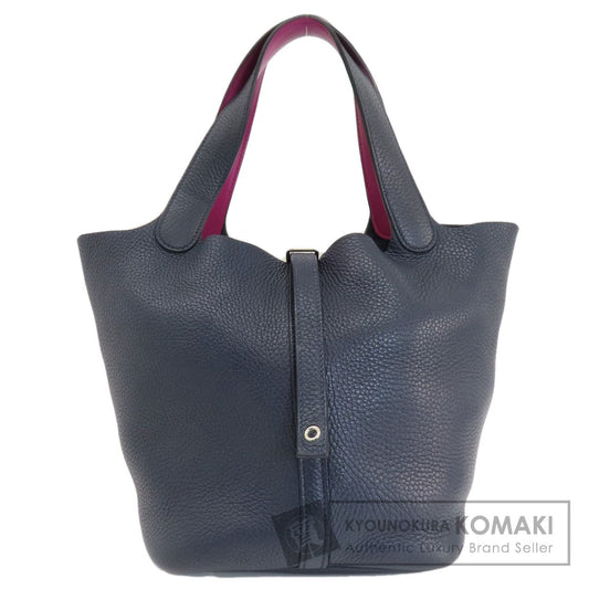 HERMES Picotin Lock Eclat MM Blue Nuit Rose Purple SilverHardware Handbag Taurillon Clemence Ladies [Used]