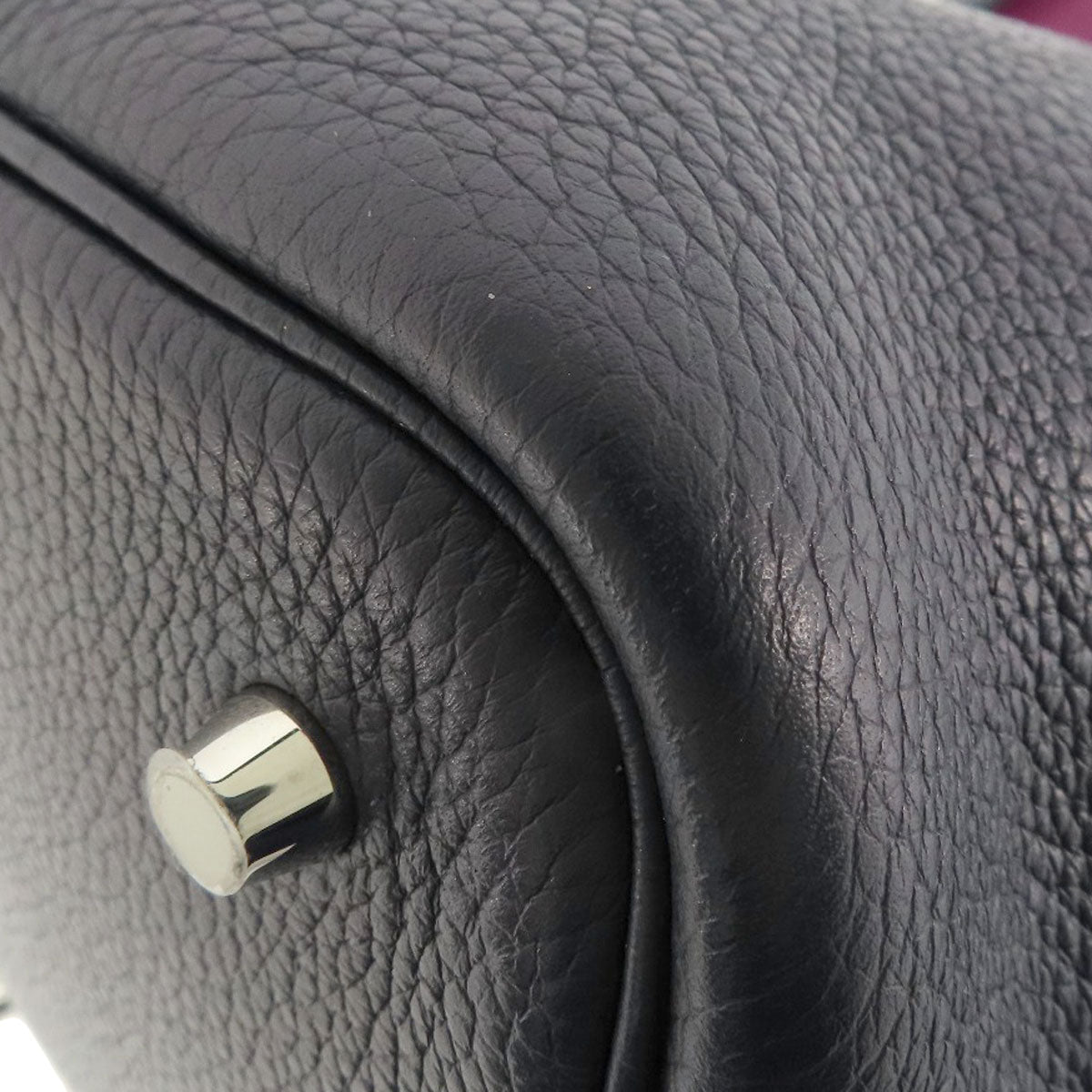 HERMES   Handbag Picotin Lock MM Blue Nuit Rose Purple SilverHardware Taurillon Clemence Ladies