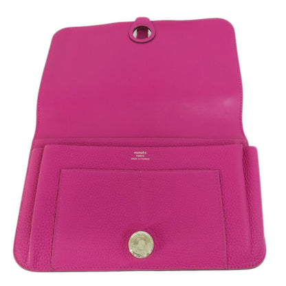 HERMES   Long wallet (with coin pocket) Dogon GM Purple SilverHardware Taurillon Clemence Ladies