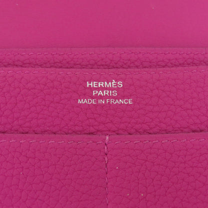 HERMES   Long wallet (with coin pocket) Dogon GM Purple SilverHardware Taurillon Clemence Ladies