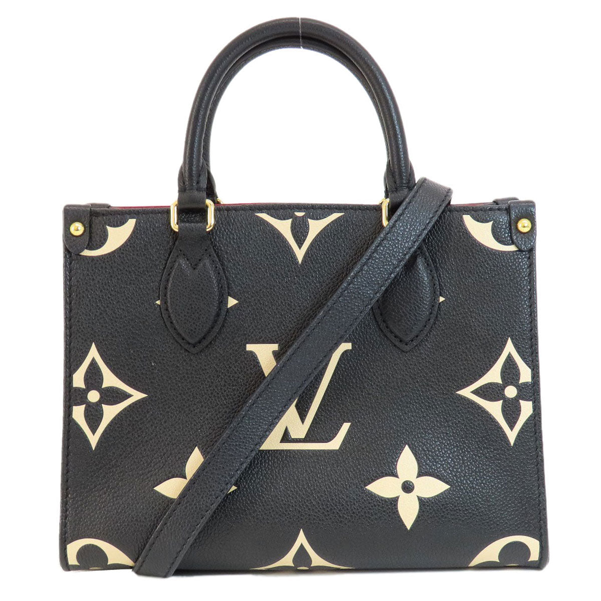 LOUIS VUITTON  M45659 Handbag On the Go PM Black Beige Empreinte Ladies