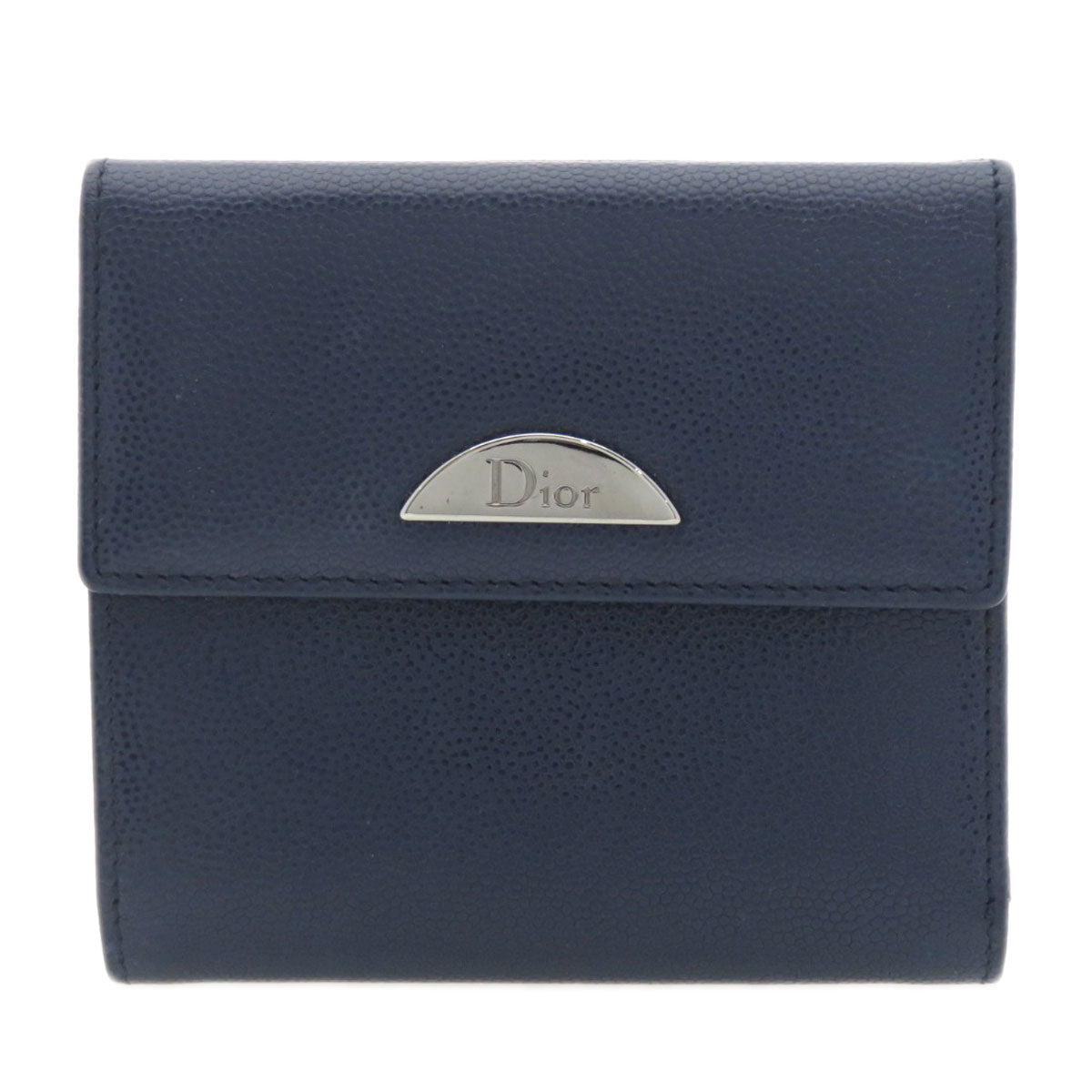 CHRISTIAN DIOR Logo Hardware Bifold Wallet with Coin Pocket Leather Ladies [Used]