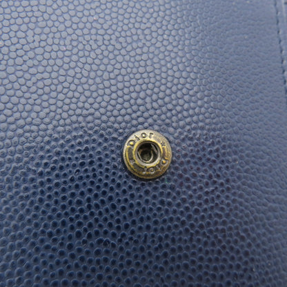 CHRISTIAN DIOR Logo Hardware Bifold Wallet with Coin Pocket Leather Ladies [Used]