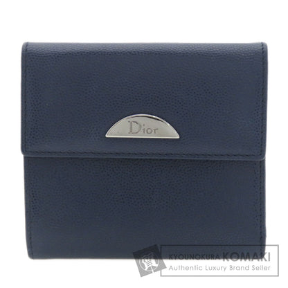 CHRISTIAN DIOR Logo Hardware Bifold Wallet with Coin Pocket Leather Ladies [Used]