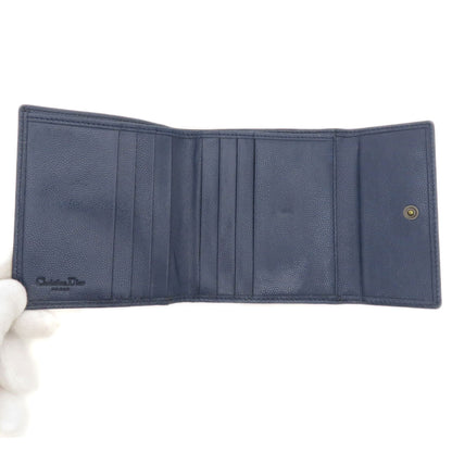 CHRISTIAN DIOR Logo Hardware Bifold Wallet with Coin Pocket Leather Ladies [Used]