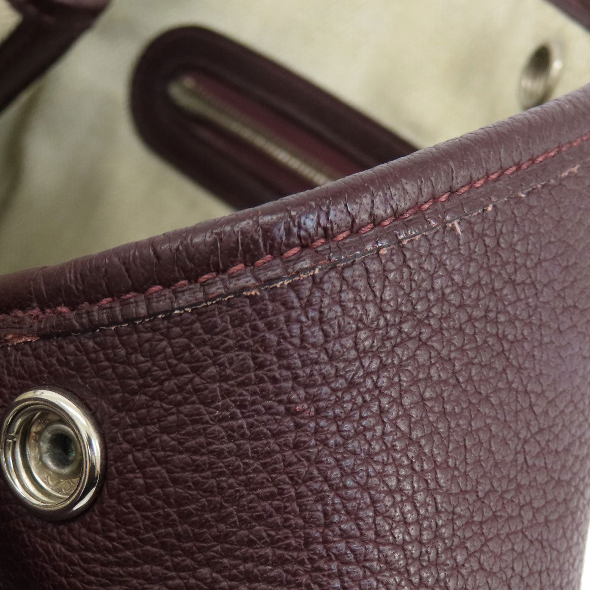 HERMES Garden Party TPM Bordeaux SilverHardware Handbag Taurillon Clemence Ladies [Used]